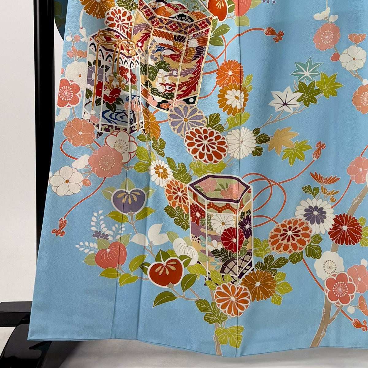 振袖 身丈162cm 裄丈67cm M 袷 千總 落款あり 貝桶 草花 金糸 金彩