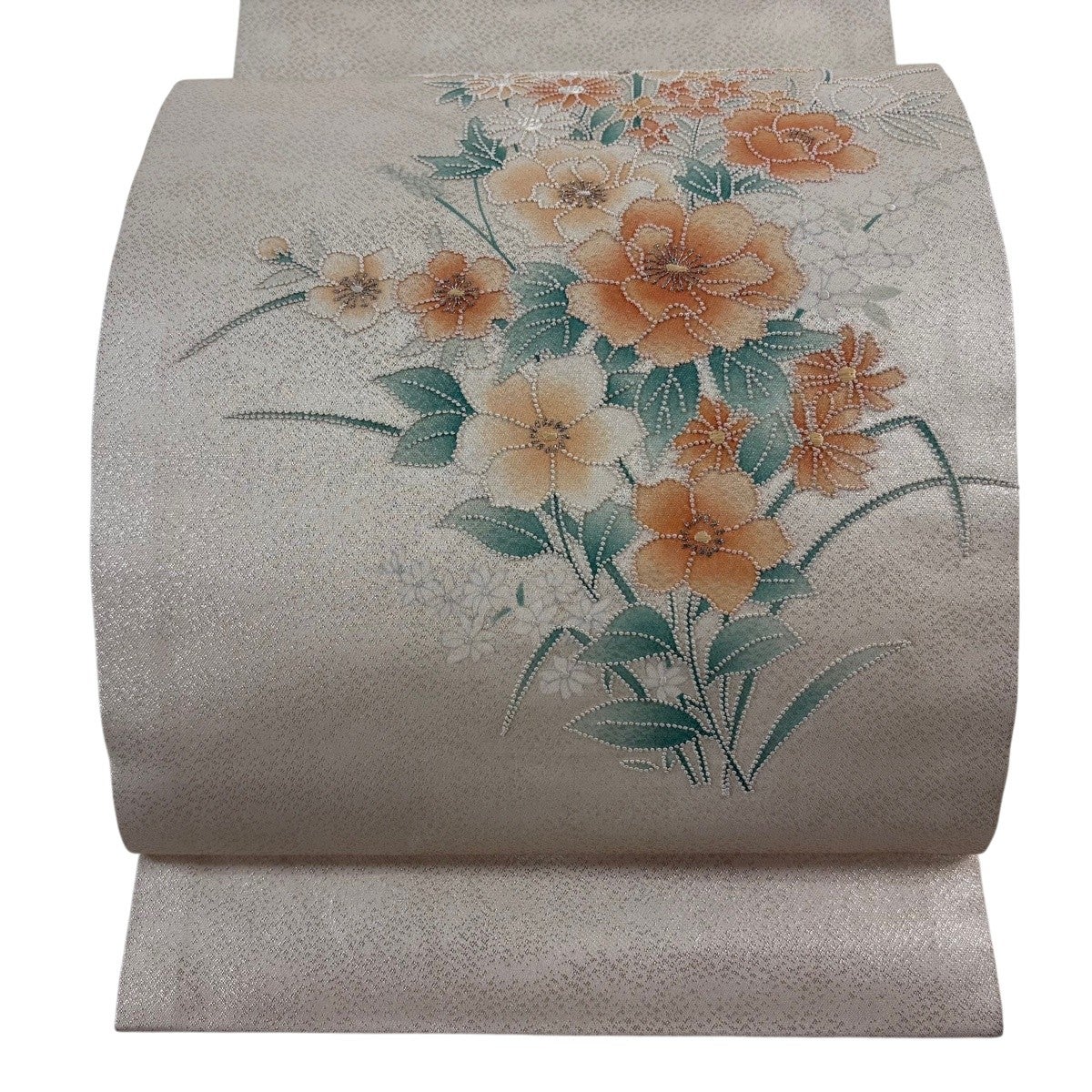 美品】 名古屋帯 名品 八寸名古屋帯 箔 鶯色 正絹｜中古・古着