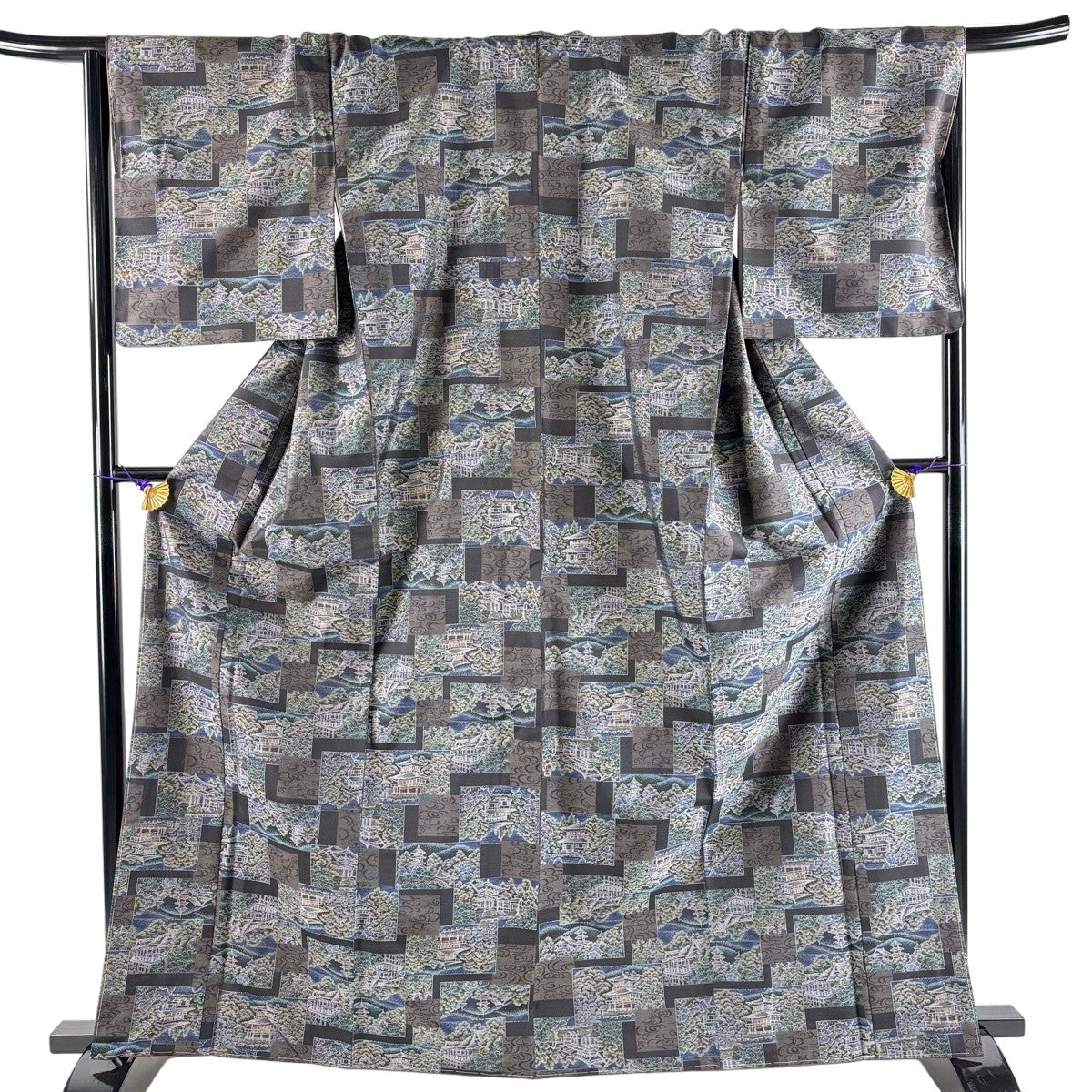 美品】 大島紬 身丈164.5cm 裄丈67.5cm L 袷 ほていや 証紙あり 建物