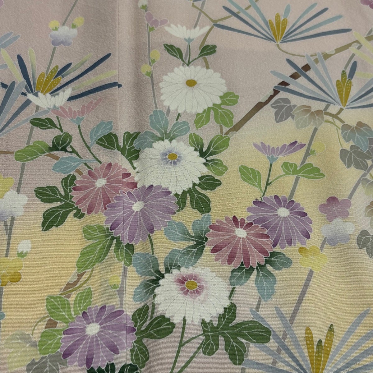 訪問着 身丈169cm 裄丈68cm L 袷 松本健一 落款あり 菊 松梅 ぼかし
