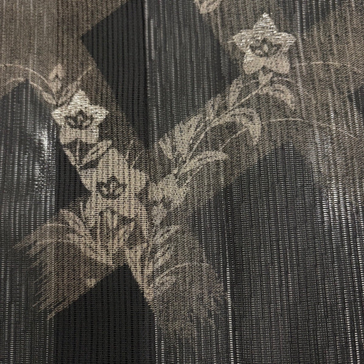 美品】 付下げ 身丈156.5cm 裄丈64cm M 薄物 縦絽 桔梗 萩 銀糸 墨色