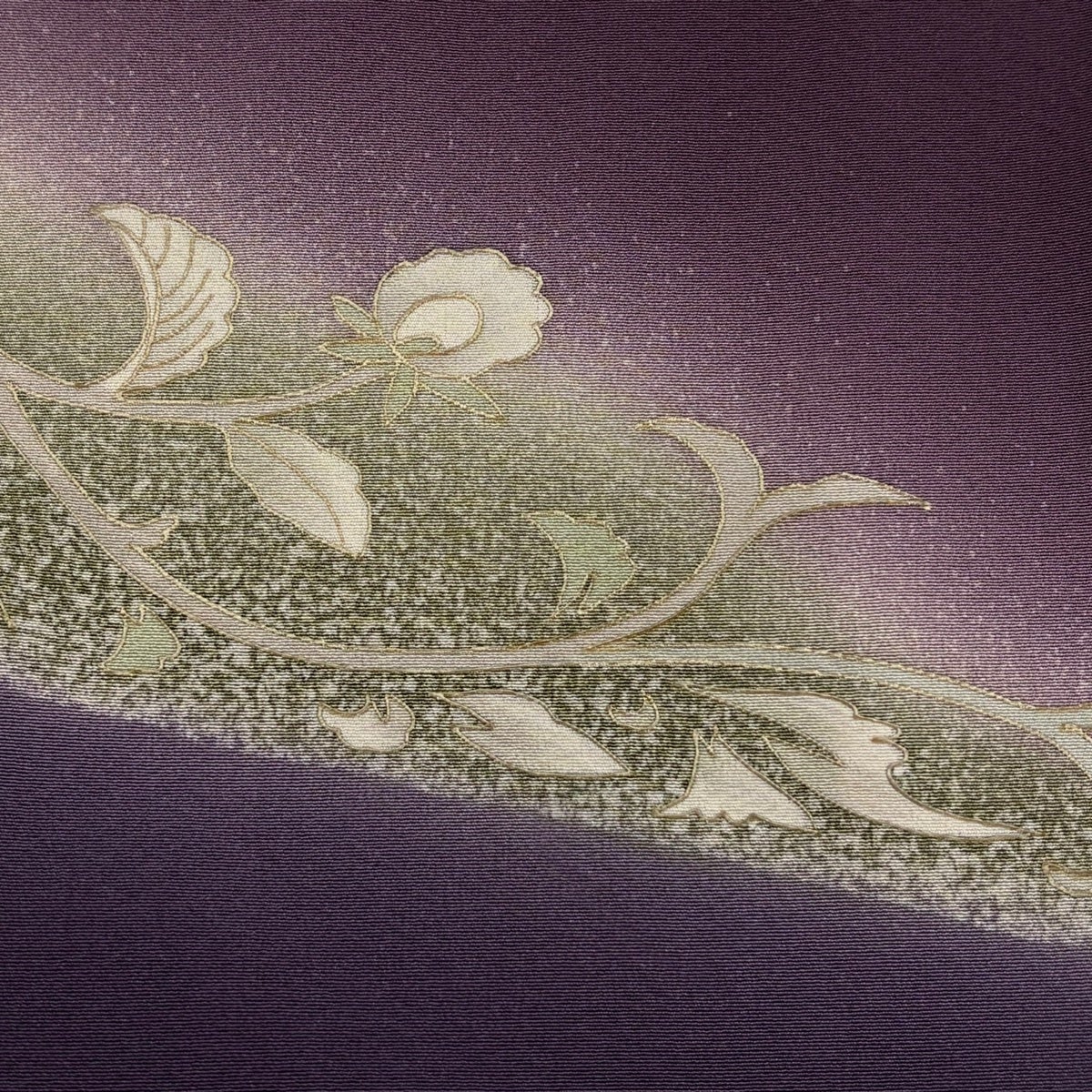 訪問着 身丈156.5cm 裄丈65cm M 袷 花唐草 金糸 刺繍 紫 正絹 秀品