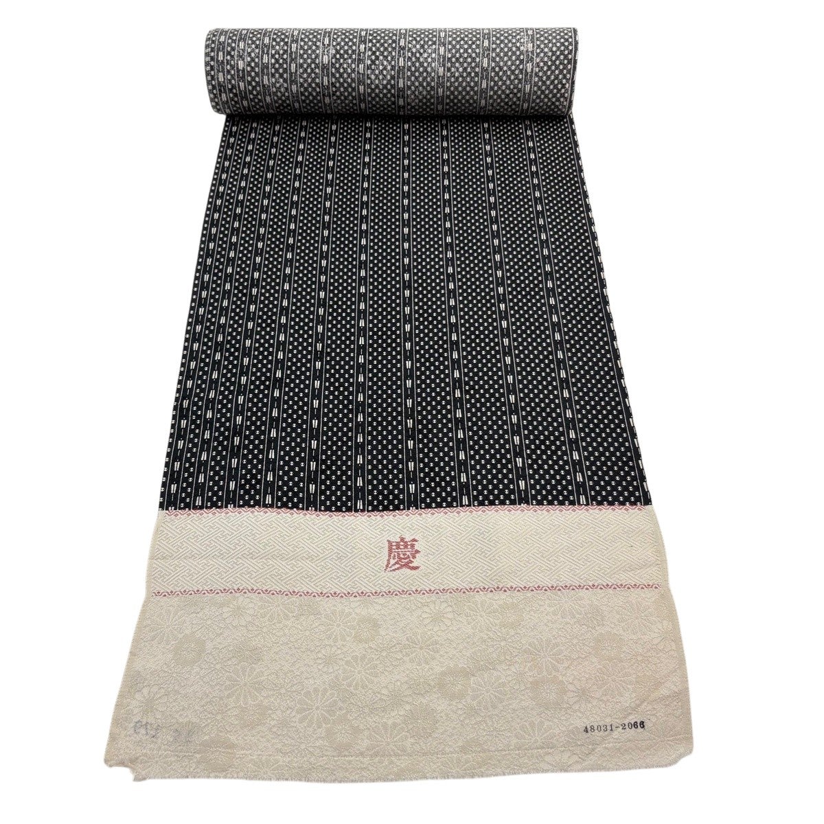反物 秀品 小紋 縞 分銅 黒 正絹｜中古・古着・リサイクル着物通販