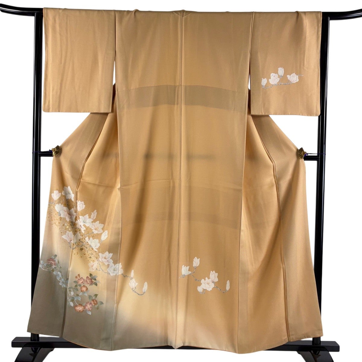 付下げ 身丈158.5cm 裄丈64cm M 袷 枝花 螺鈿 金銀彩 薄茶色 正絹 秀品