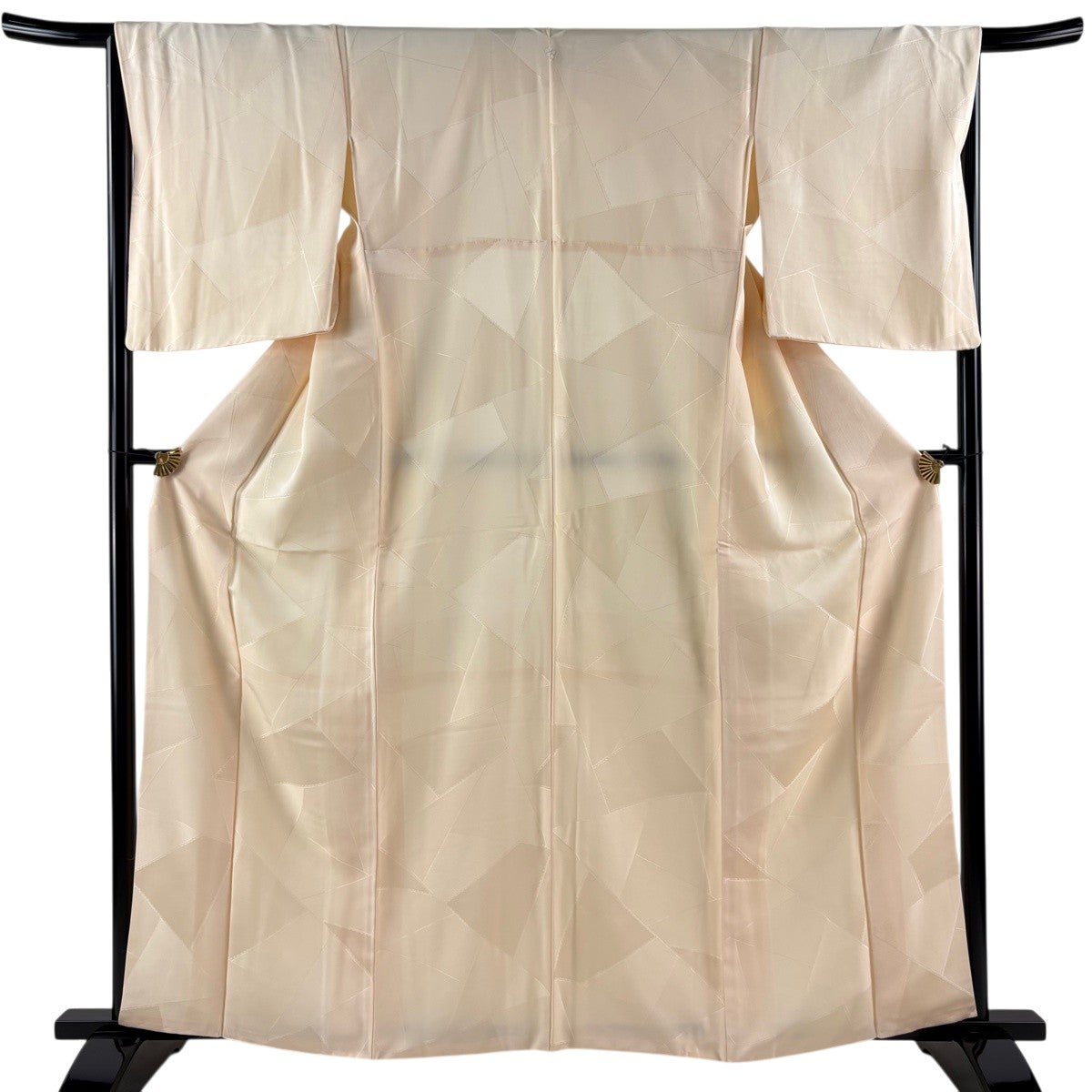 色無地 身丈161cm 裄丈66cm M 袷 地紋 ベージュ 正絹 優品 一つ紋