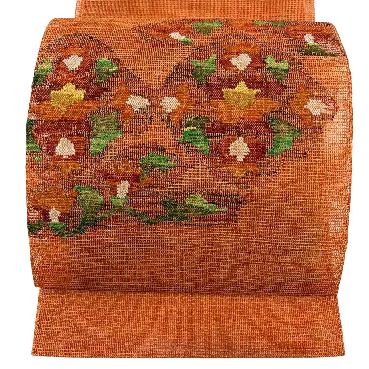 美品】 名古屋帯 優品 八寸名古屋帯 夏帯 トンネル仕立て 草花