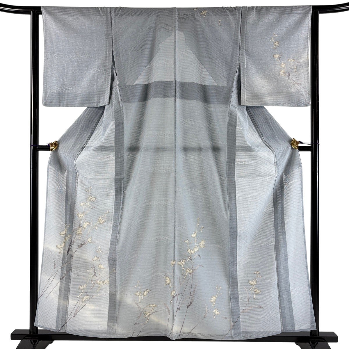 訪問着 身丈158.5cm 裄丈63cm S 薄物 鷺草 金彩 ぼかし 水色 正絹 秀品