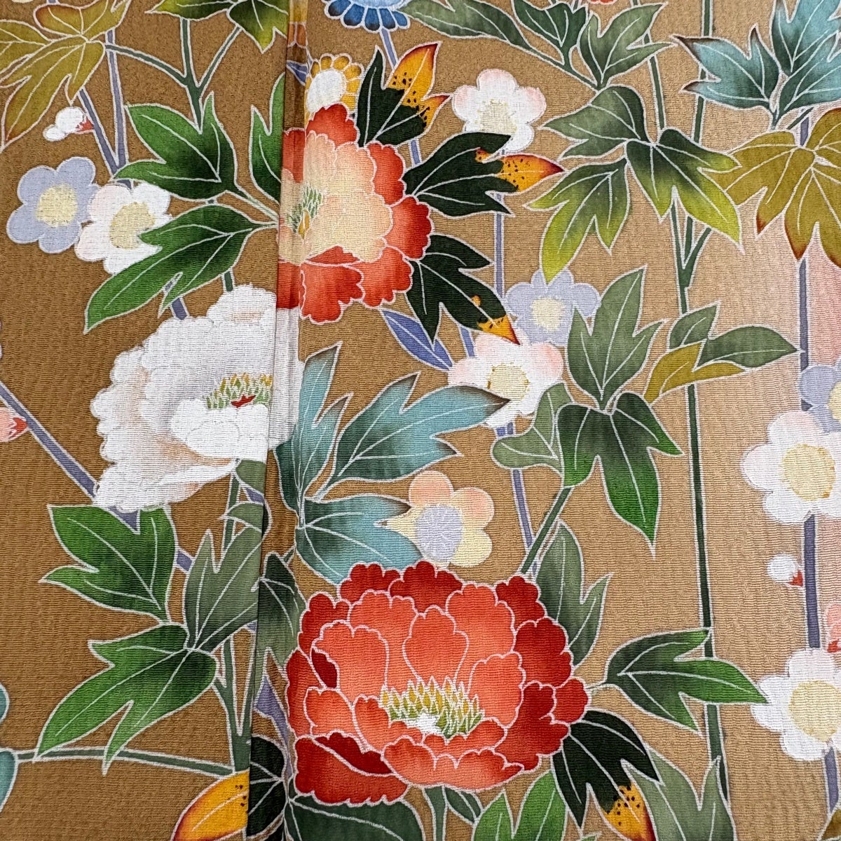 訪問着 身丈155.5cm 裄丈62cm S 袷 落款あり 草花 枝梅 染め分け