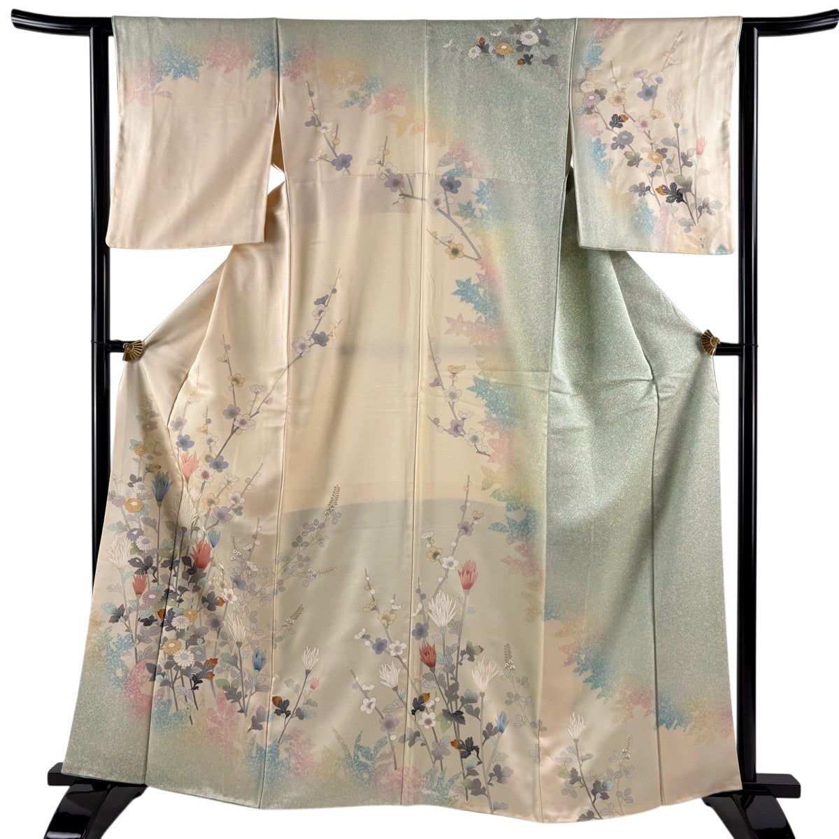 訪問着 身丈163cm 裄丈63cm S 袷 草花 シルエット 金彩 ぼかし