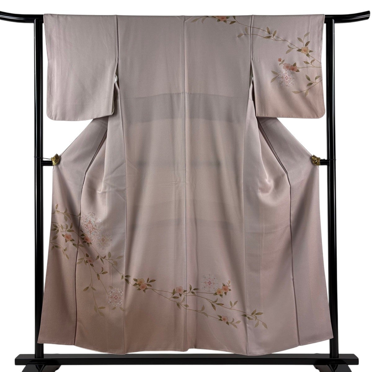 付下げ 身丈159cm 裄丈66.5cm M 袷 桜 流水 金彩 薄紫 正絹 秀品｜中古