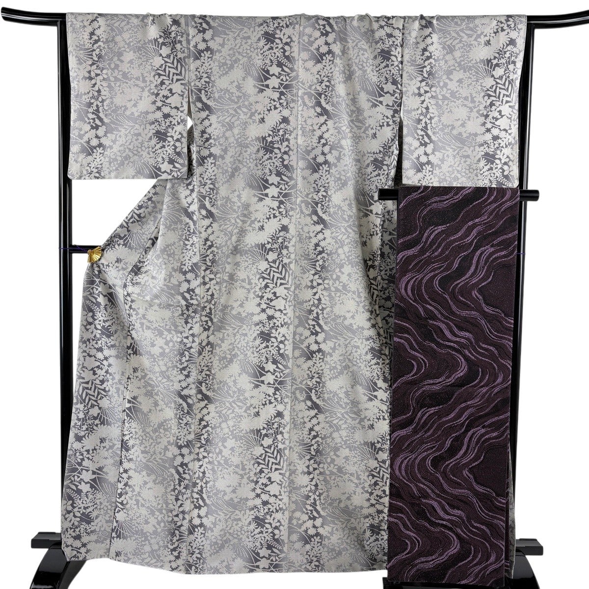 美品】 訪問着 身丈167cm 裄丈66cm M 袷 袋帯セット 辻が花柄 抹茶色