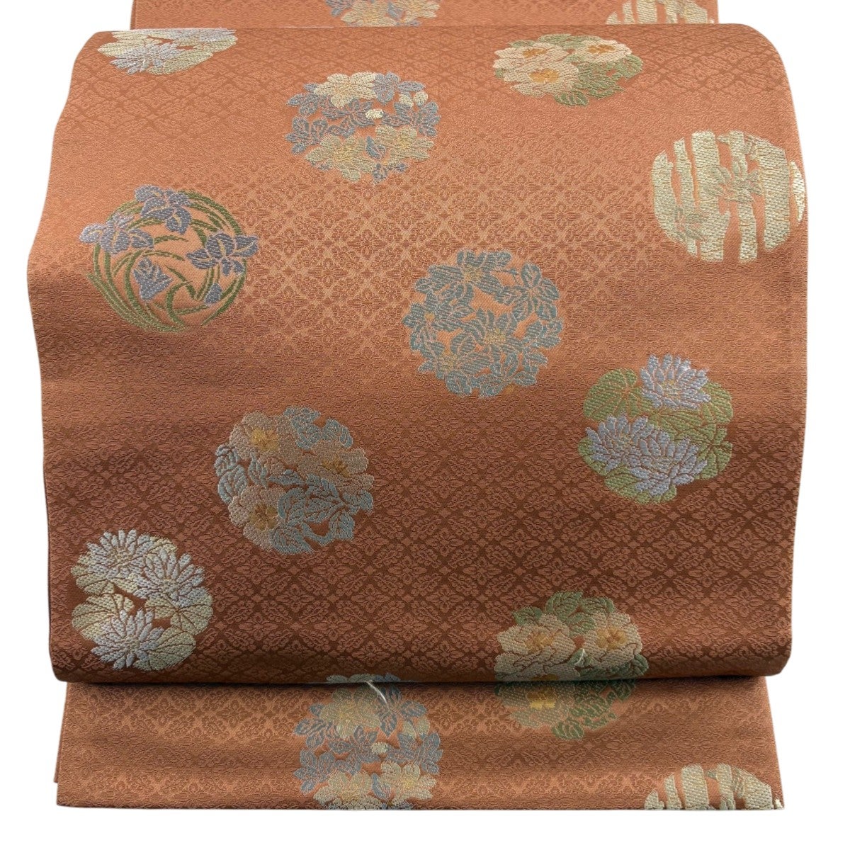 美品】 袋帯 名品 箔屋清兵衛 落款あり 関西仕立て 草木染 草花 花菱