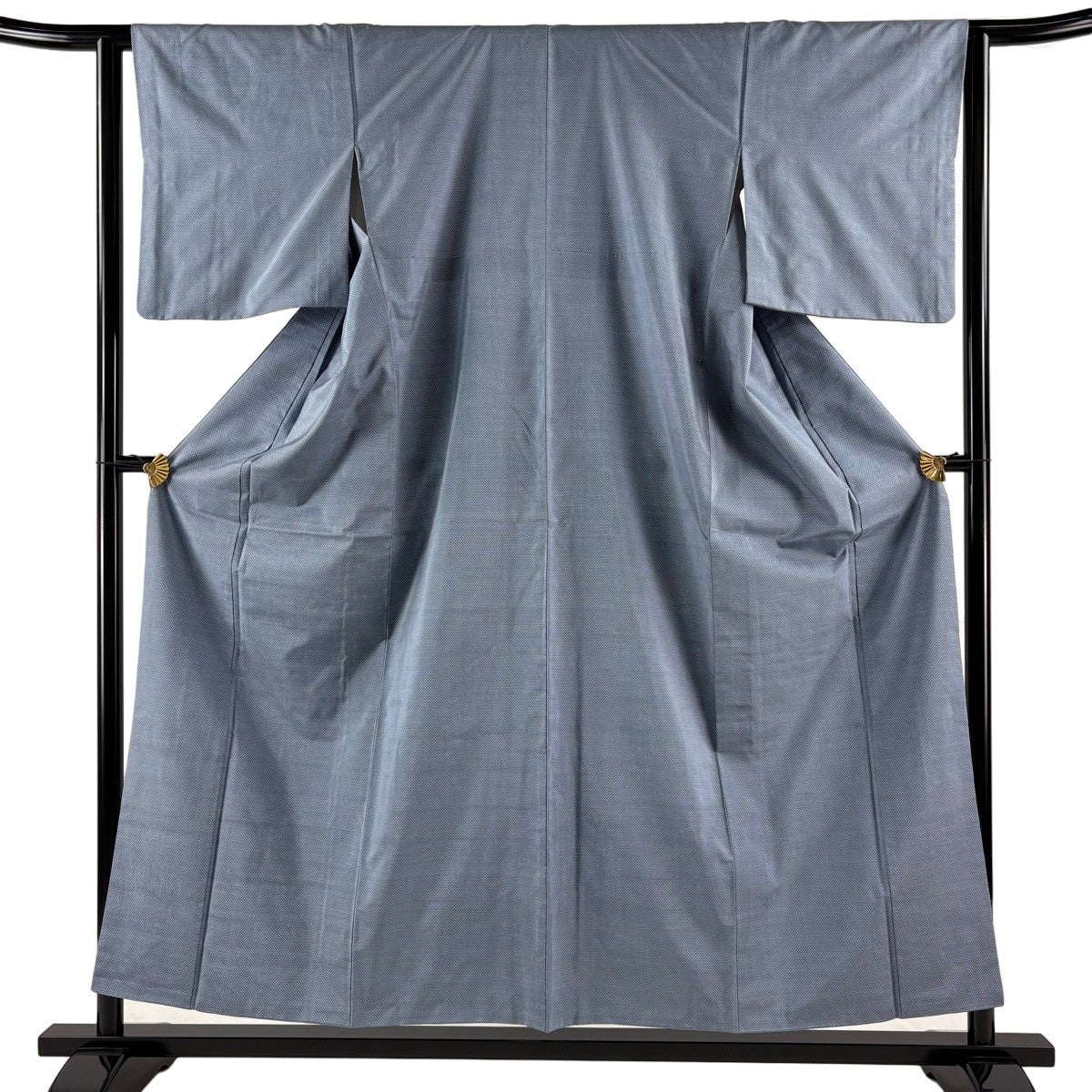 紬 身丈156cm 裄丈62.5cm S 袷 絣柄 青灰色 正絹 秀品｜中古・古着