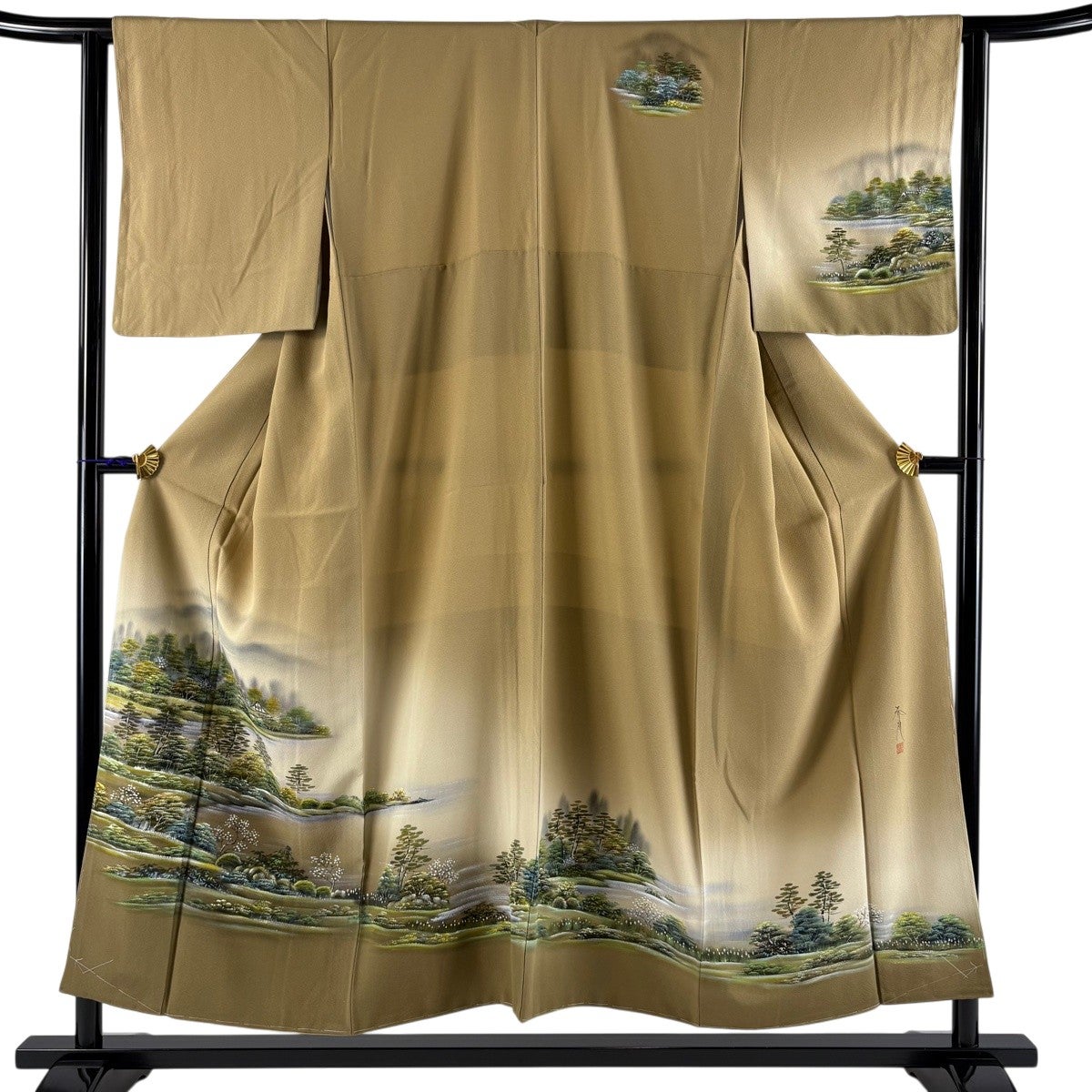 【美品】 付下げ 身丈163cm 裄丈62.5cm 正絹 逸品 【中古】 美品】 付下げ 身丈163.5cm 裄丈67cm M 袷 落款あり ねずみ 筍 刺繍