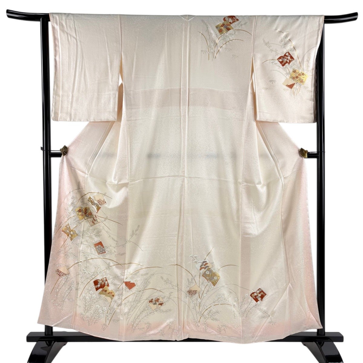 訪問着 美品 逸品 身丈159cm 裄丈68cm 正絹 【中古】 訪問着 身丈159cm 裄丈67cm M 袷 短冊 笹 箔 金彩 濃紫 正絹 秀品