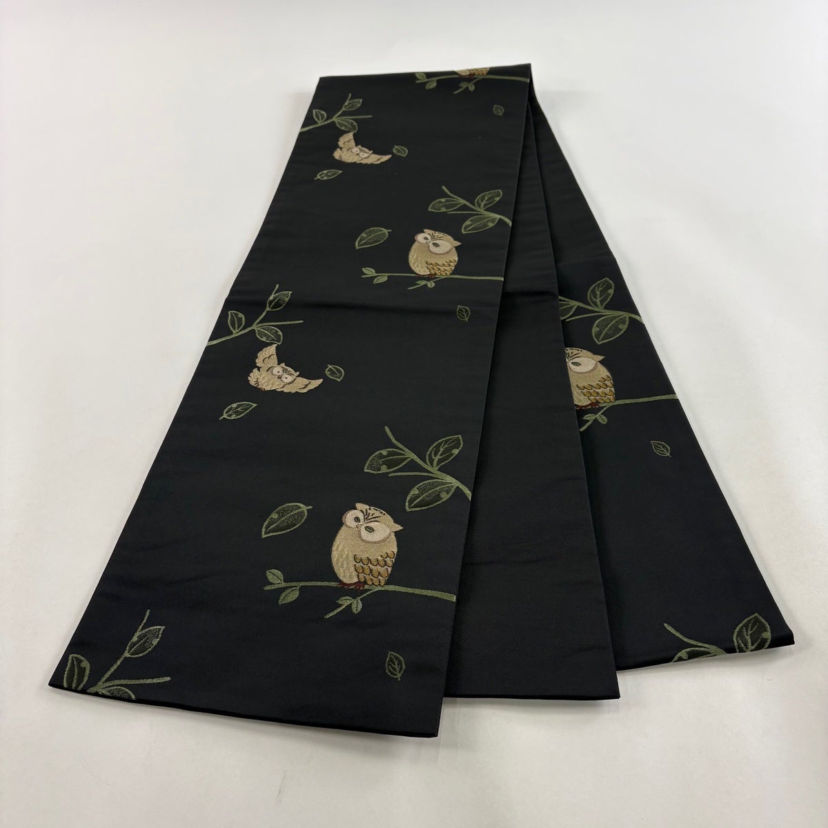 美品】 袋名古屋帯 名品 フクロウ 黒 化繊｜中古・古着・リサイクル