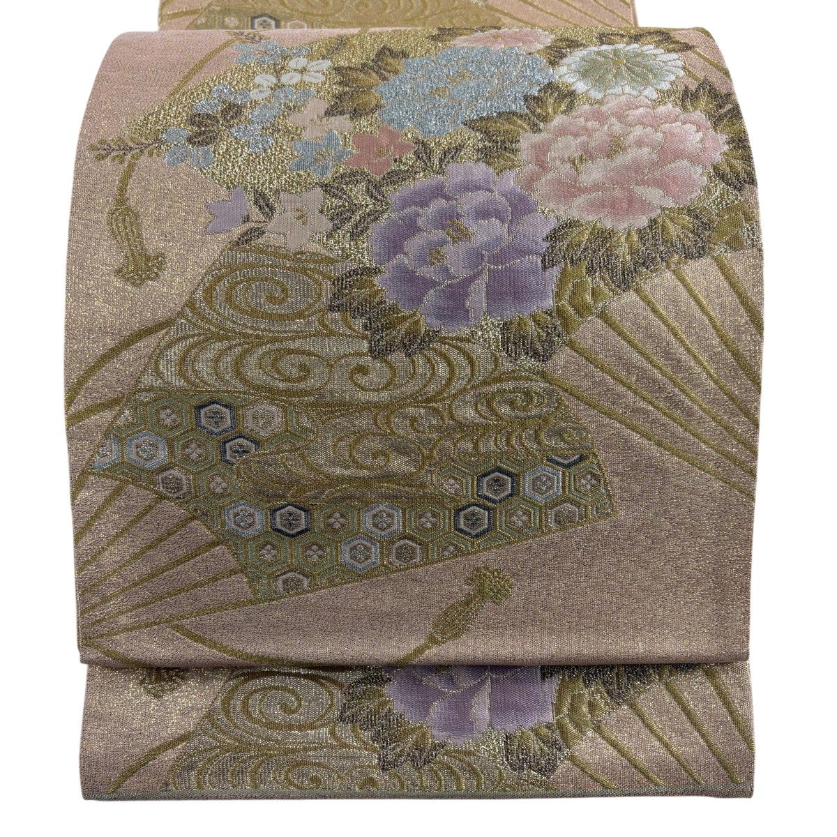 美品】 袋帯 秀品 夏帯 絽 玉すだれ 関西仕立て 千鳥 波 箔 金糸