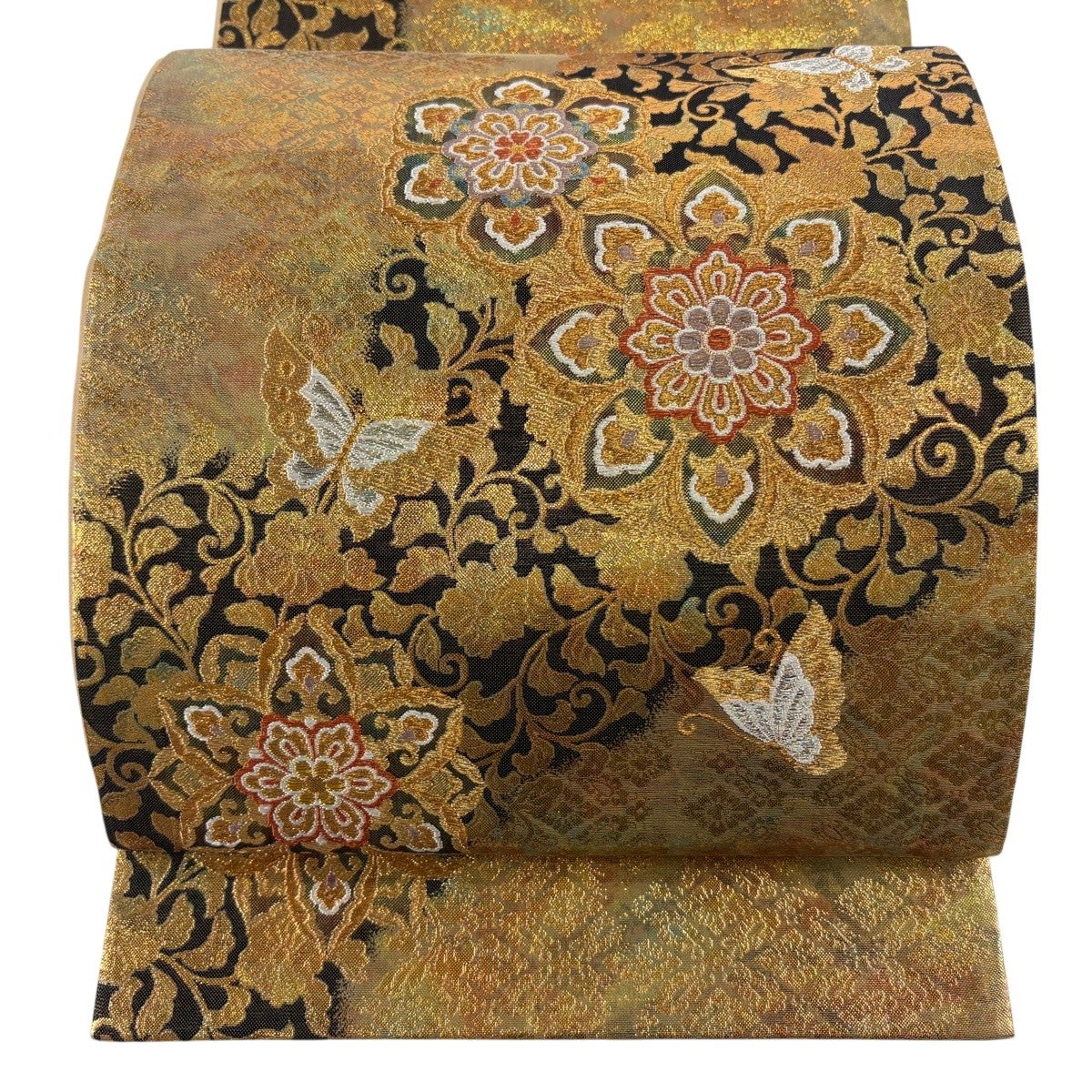美品】 袋帯 秀品 華文 鳳凰 金彩 箔 金色 お太鼓柄 正絹｜中古・古着