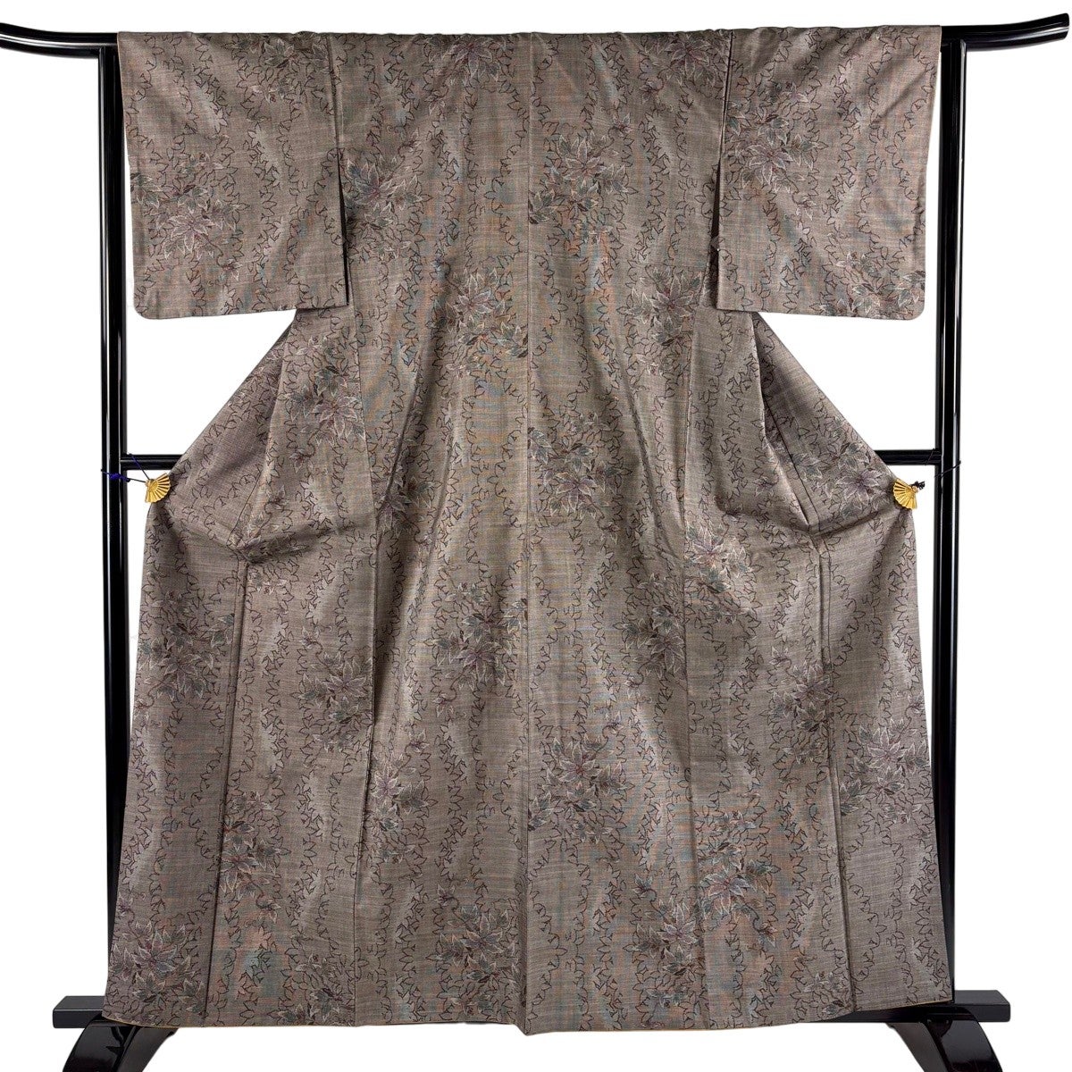 紬 着物 中古 正絹 袷 セミフォーマル 鼠色 多色 身丈161cm 裄65cm M きもの北條 A1122-3 紬 着物 中古 正絹 袷 セミフォーマル 鼠色 多色 身丈161cm 裄65cm M