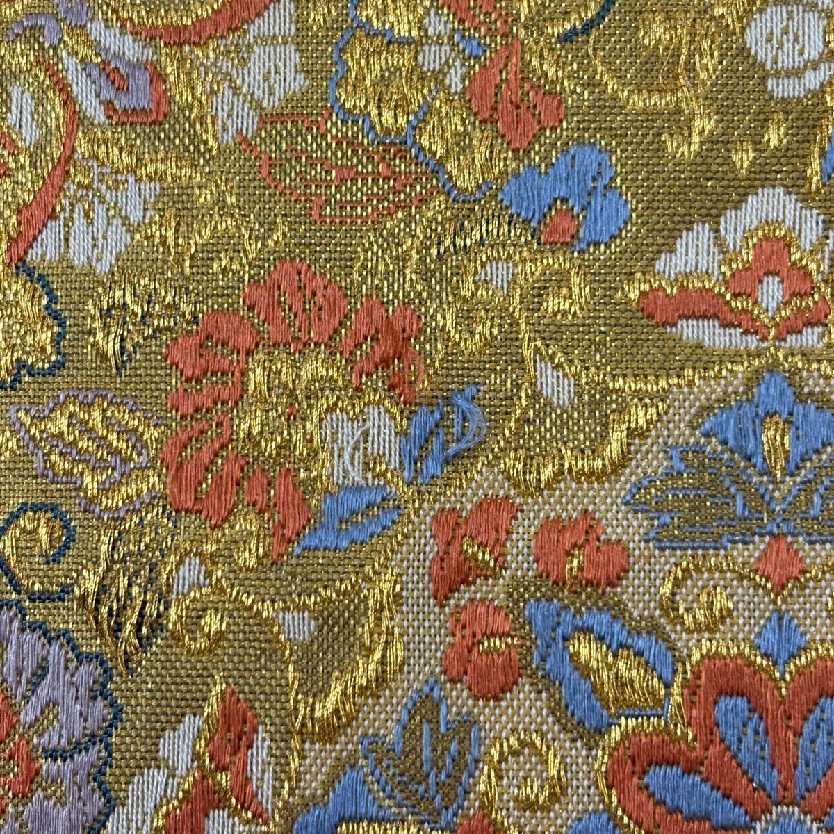 袋帯 秀品 華文 青海波 金糸 箔 灰緑 六通 正絹｜中古・古着