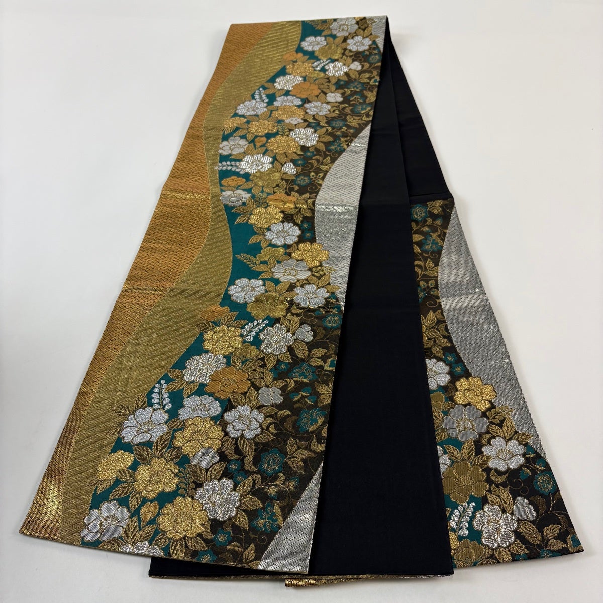 袋帯 秀品 牡丹 花唐草 金銀糸 箔 金色 六通 正絹｜中古・古着