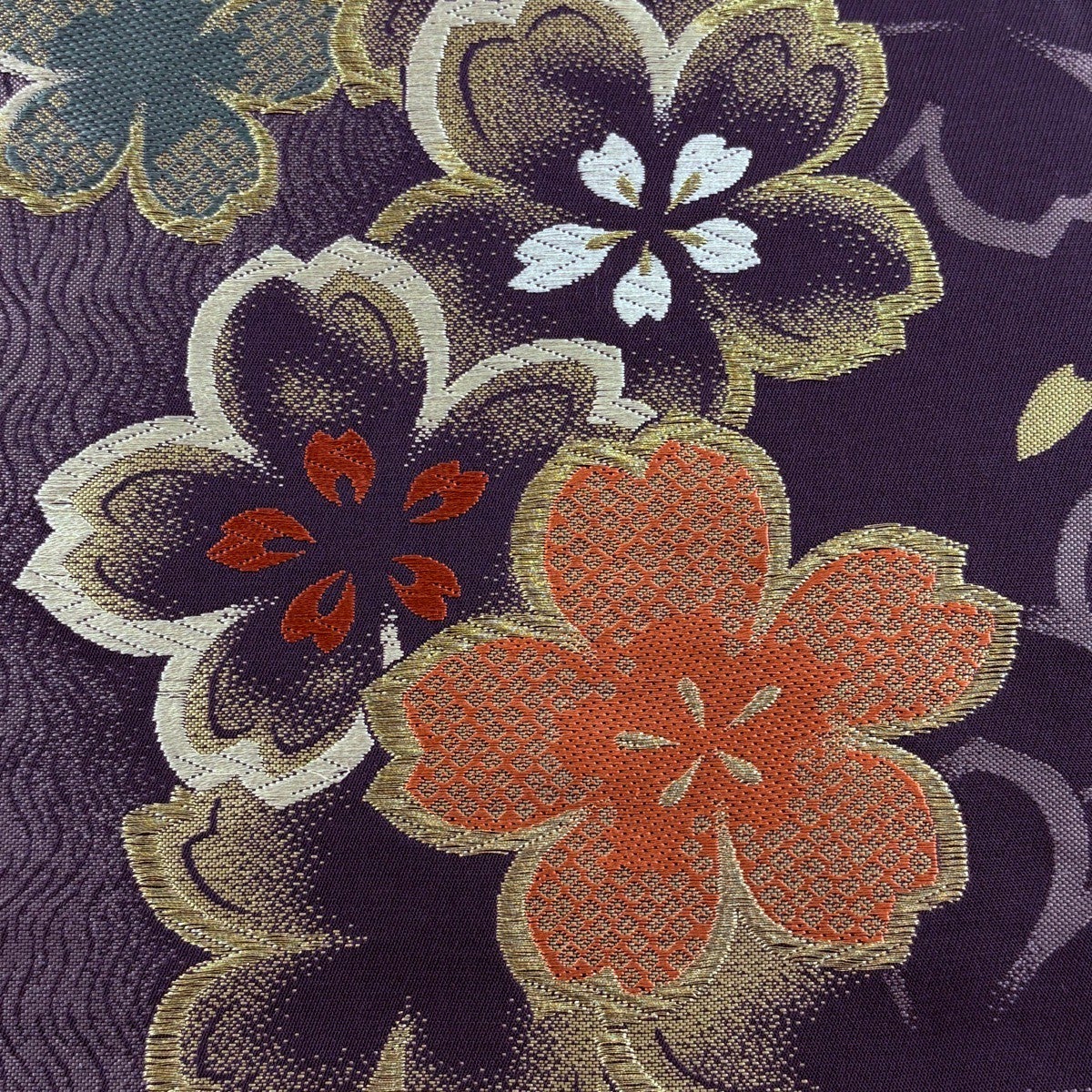 袋帯 秀品 桜 花びら 金糸 紫 六通 正絹｜中古・古着・リサイクル着物