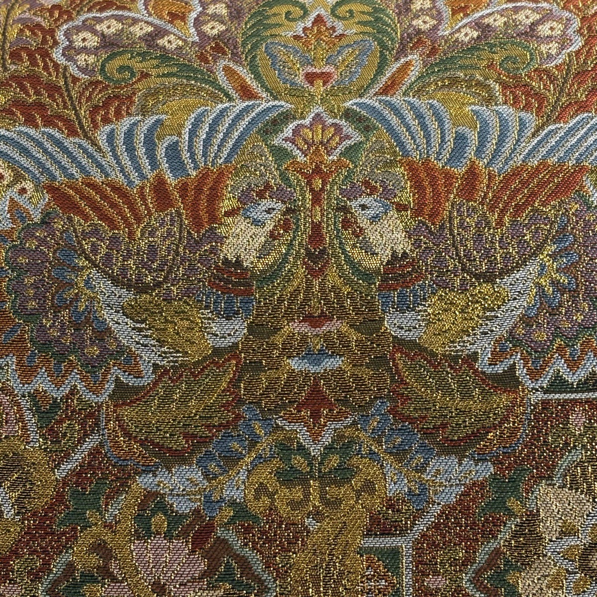 美品】 袋帯 秀品 向鳥 華文 金糸 箔 金色 六通 正絹｜中古・古着