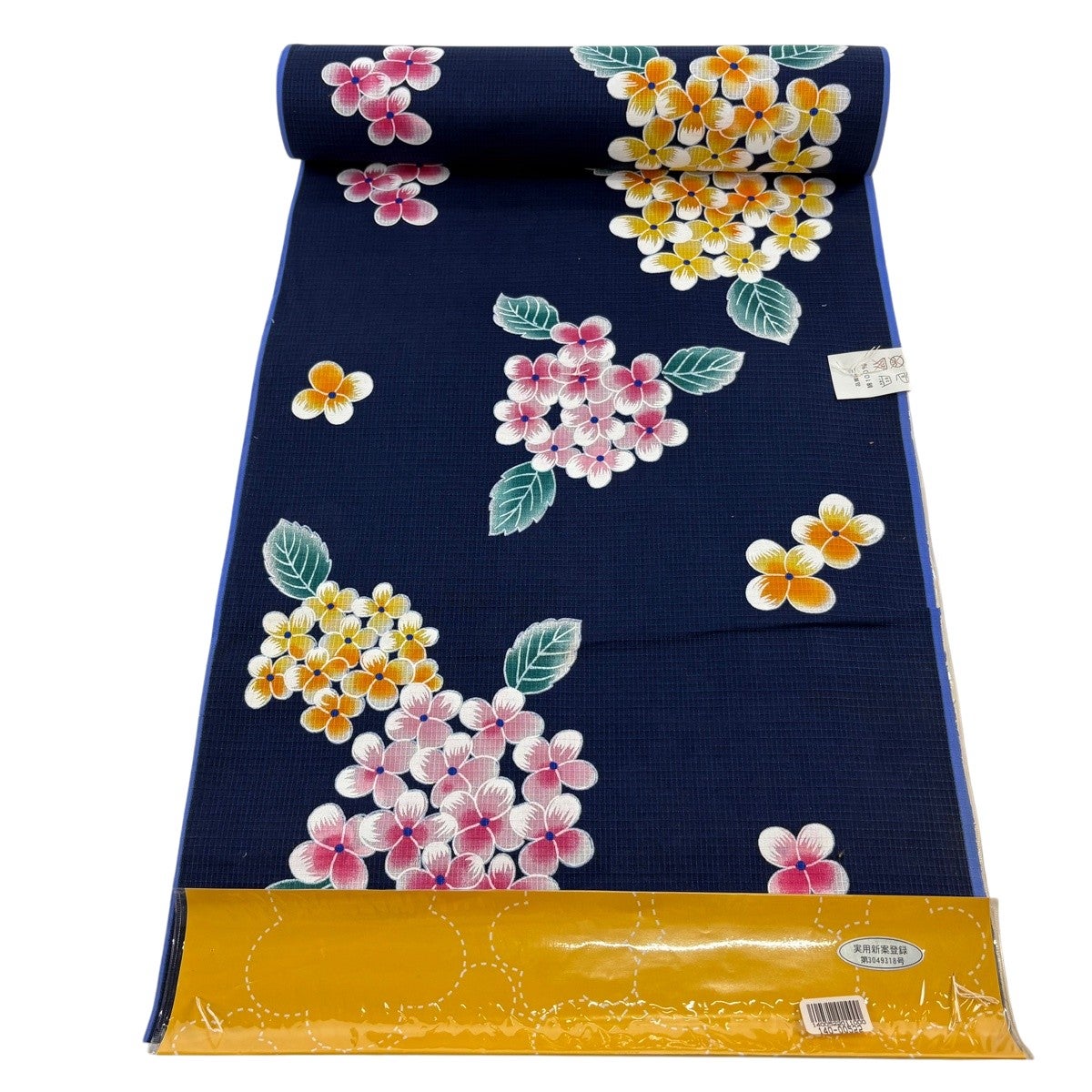 【雑誌掲載】上品高貴な丸菊づくし涼し流水色浴衣◆新品　呉服店購入 大正ロマン 反物 優品 浴衣 冨田 伸明 草花 紺色 綿｜中古・古着・リサイクル着物