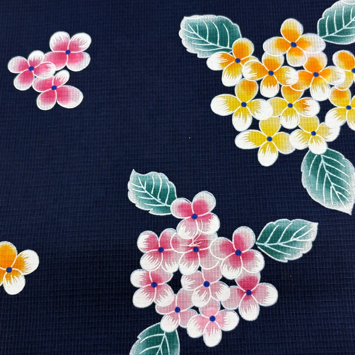 【雑誌掲載】上品高貴な丸菊づくし涼し流水色浴衣◆新品　呉服店購入 大正ロマン 反物 優品 浴衣 冨田 伸明 草花 紺色 綿｜中古・古着・リサイクル着物