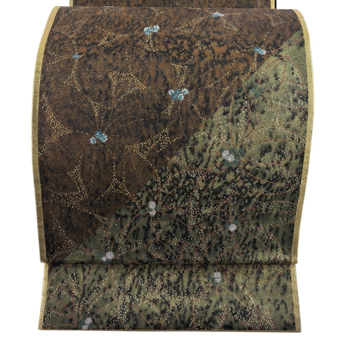 30%OFF 【美品】 袋帯 秀品 波 金銀糸 箔 薄茶色 お太鼓柄 正絹 K30
