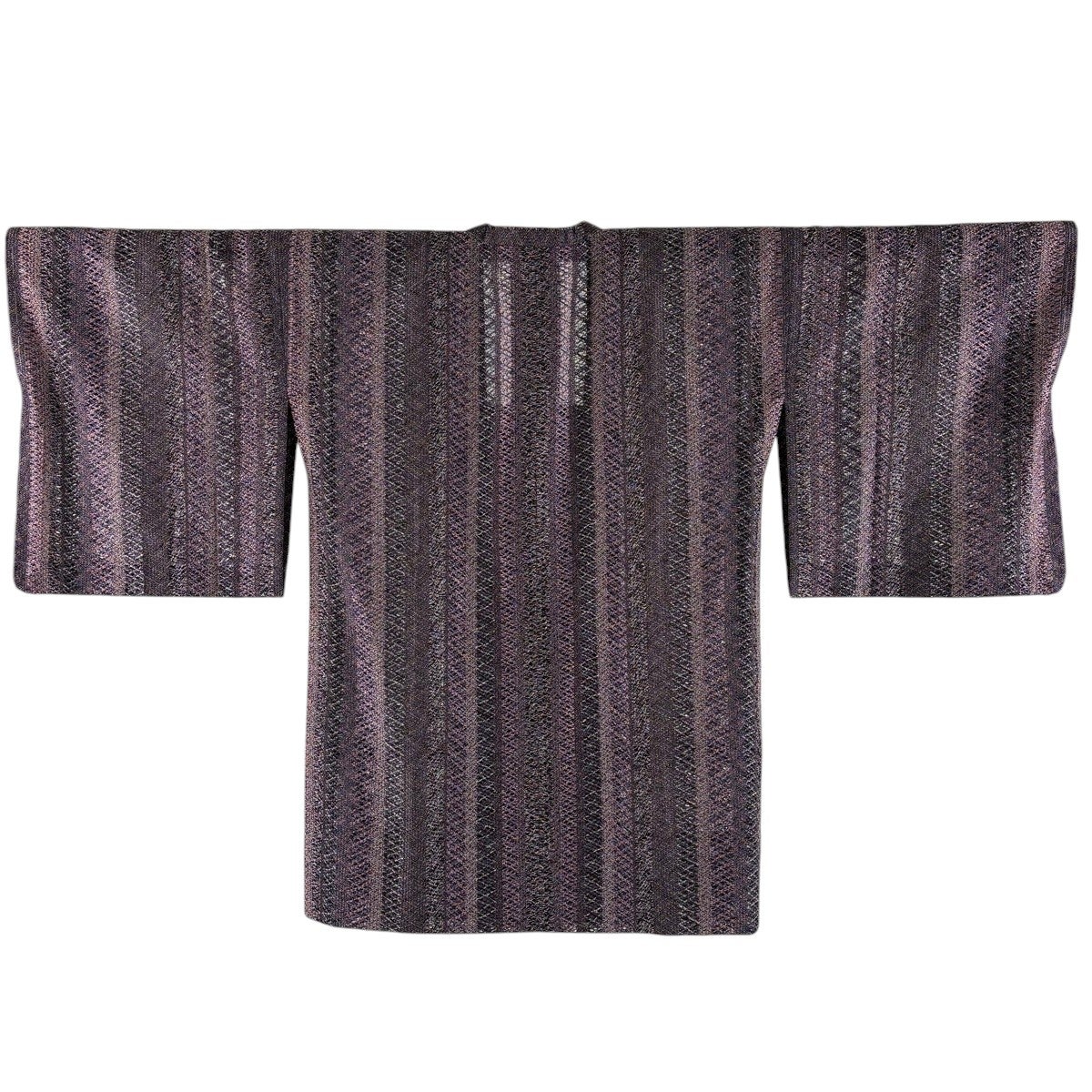 美品】 道行 身丈130cm 裄丈62.5cm S 紬地 和装コート 角衿 花 縦縞
