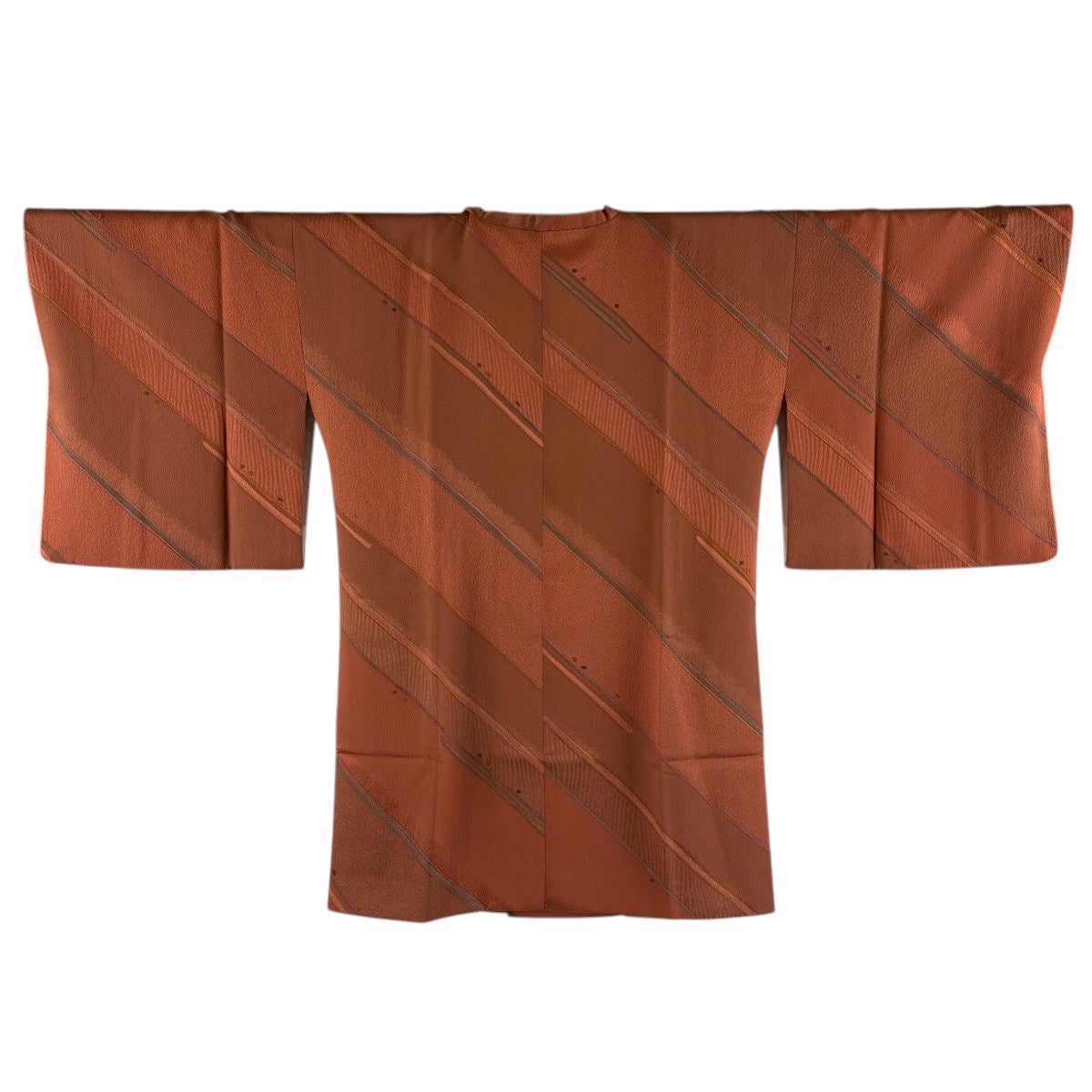 美品】 道行 身丈130cm 裄丈62.5cm S 紬地 和装コート 角衿 花 縦縞