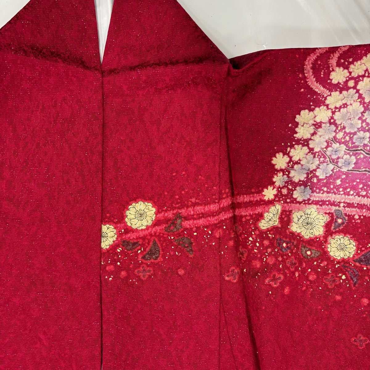 美品】 振袖 身丈167.5cm 裄丈66cm M 袷 袋帯フルセット 辻が花 雪輪
