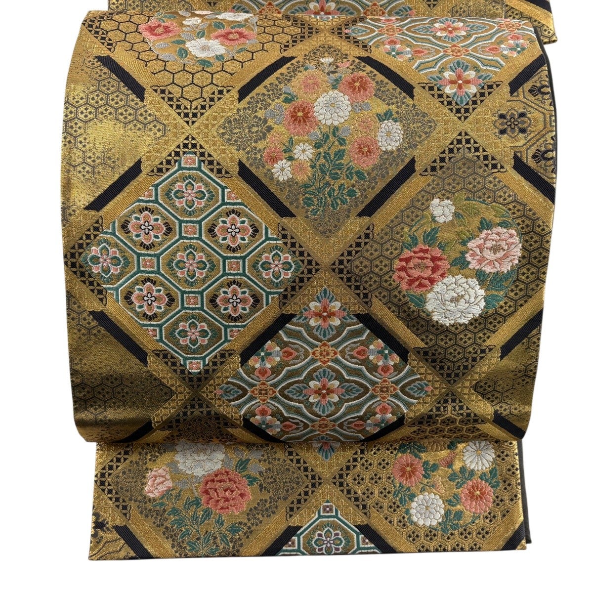 美品】 袋帯 秀品 加賀藩大名行列 箔 金糸 金色 六通 正絹｜中古・古着