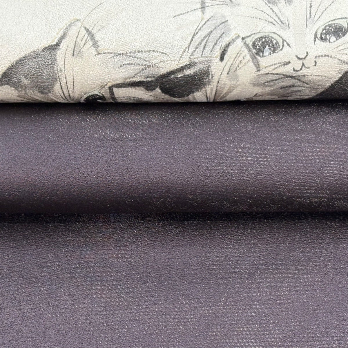 美品】 名古屋帯 逸品 猫 銀糸 濃紫 正絹｜中古・古着・リサイクル着物