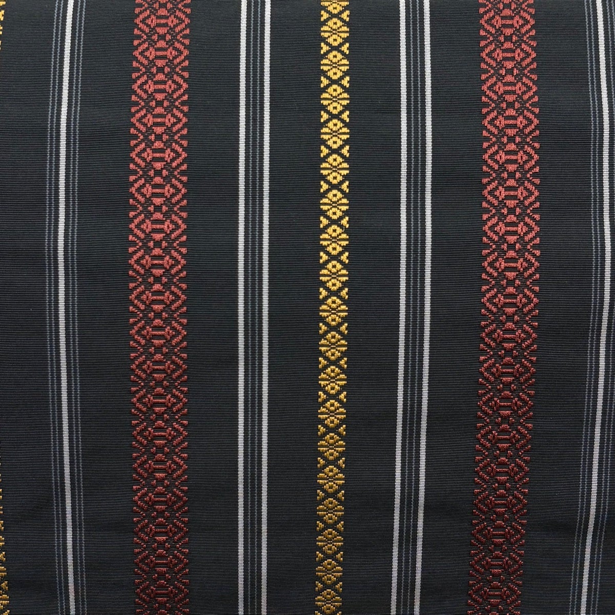 美品】 名古屋帯 秀品 八寸名古屋帯 松葉仕立て 縞 幾何学 黒 正絹