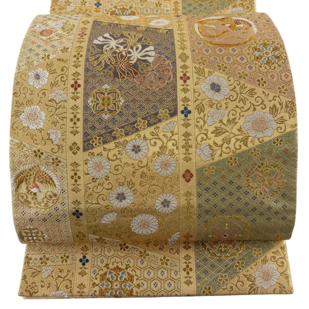 美品】 袋帯 名品 織匠十一代目 篠屋宗兵衛 ふくれおり 花菱 七宝 箔