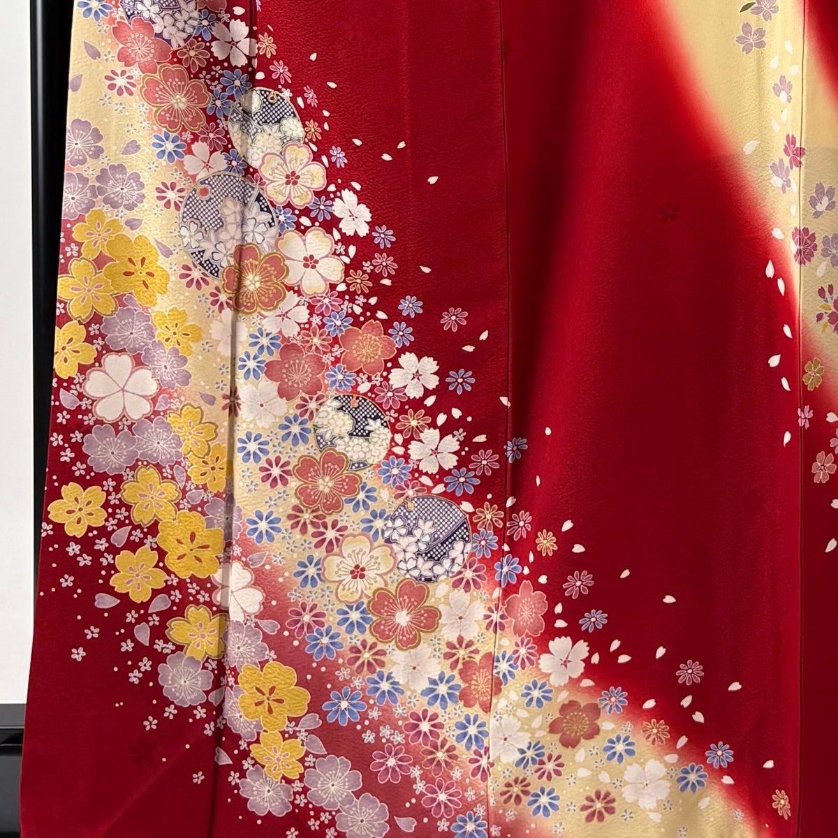 美品】 振袖 身丈169cm 裄丈67cm M 袷 袋帯フルセット 鈴 桜 金彩