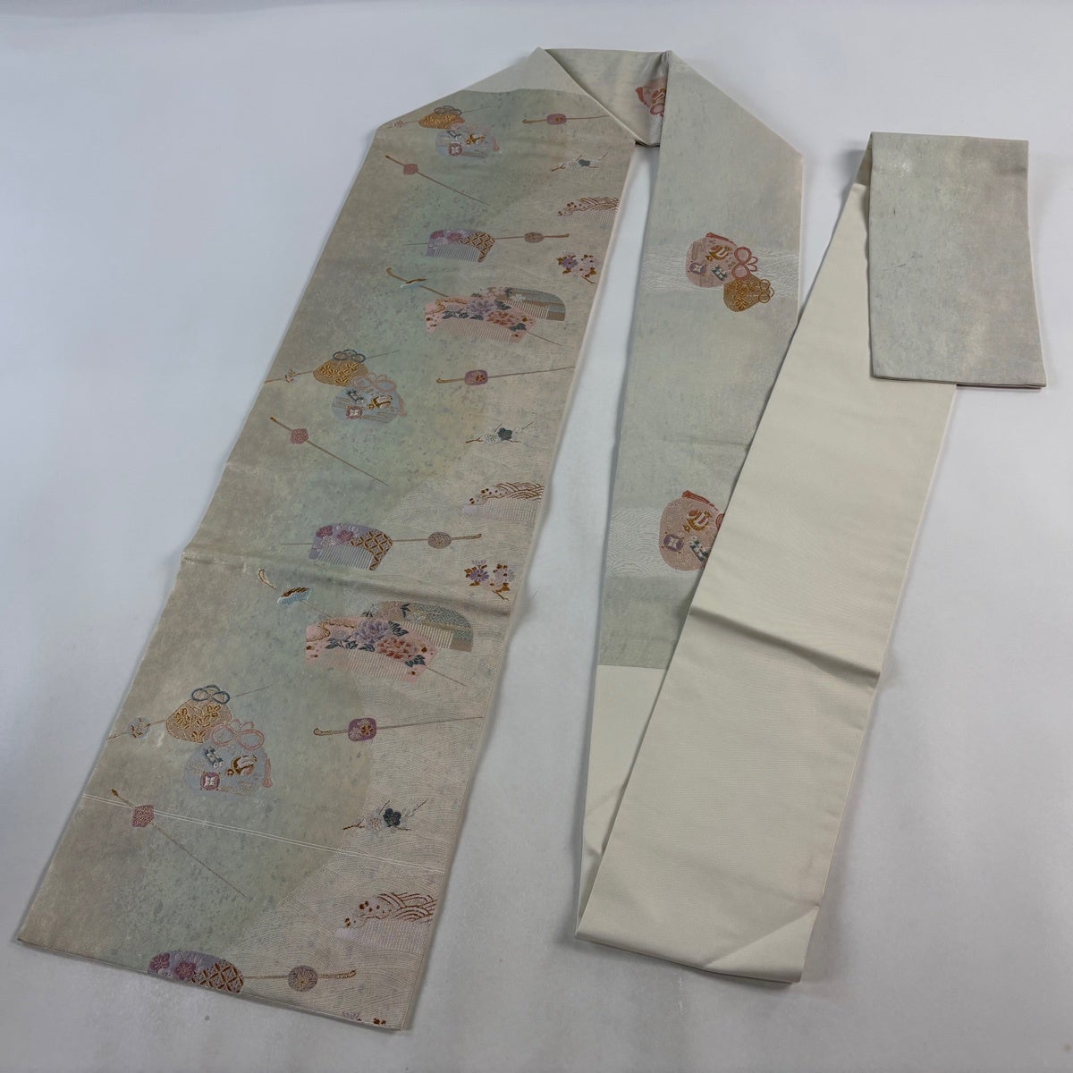 名古屋帯 優品 櫛 簪 金糸 彩 ベージュ 正絹｜中古・古着・リサイクル