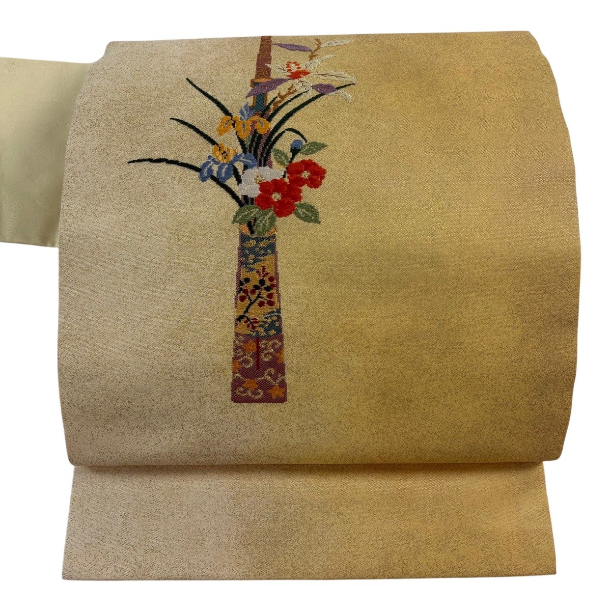 名古屋帯 優品 花桶 金糸 箔 黄色 正絹｜中古・古着・リサイクル着物