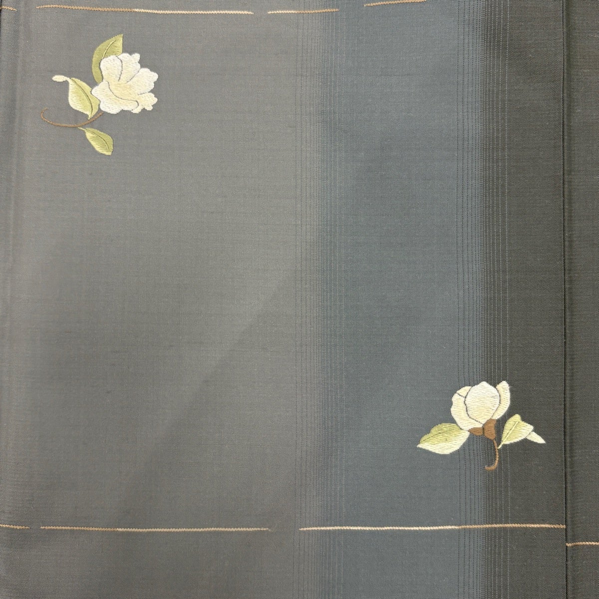 美品】 付下げ 身丈162.5cm 裄丈65.5cm M 袷 紬地 落款あり 草花 縞