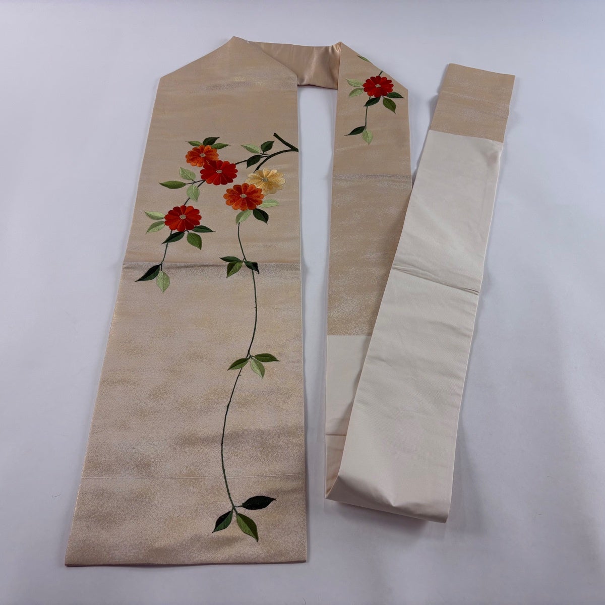 名古屋帯 優品 枝花 金糸 箔 金色 正絹｜中古・古着・リサイクル着物