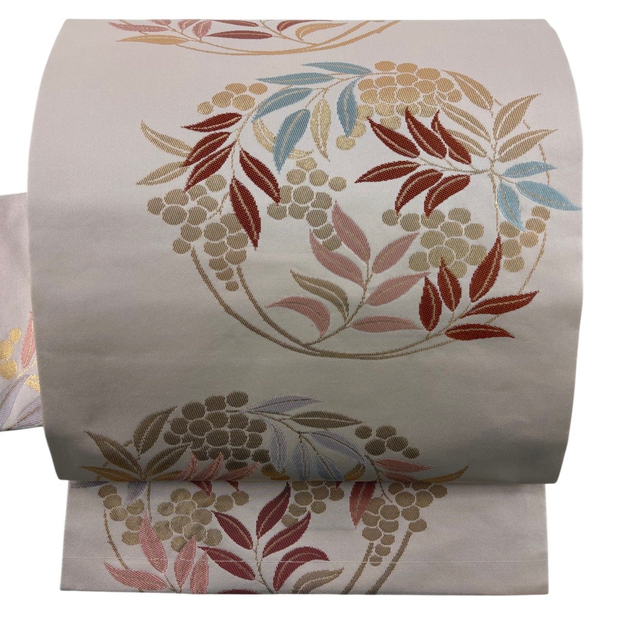 美品】 名古屋帯 優品 花丸文 箔 薄ピンク 正絹｜中古・古着