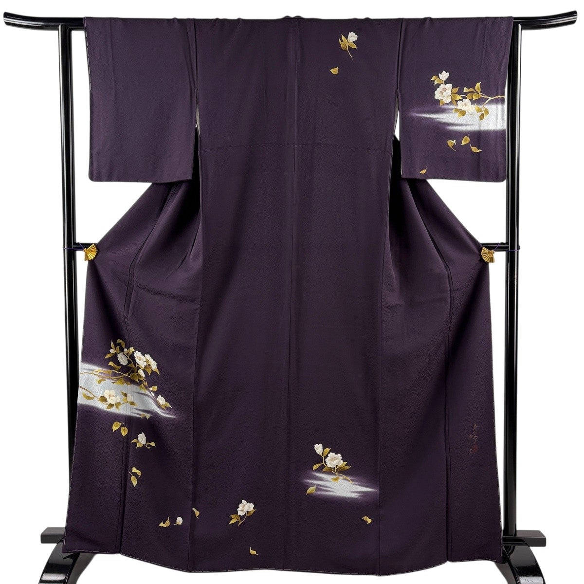 美品】 付下げ 身丈167.5cm 裄丈62cm S 袷 落款あり 枝花 霞 ぼかし