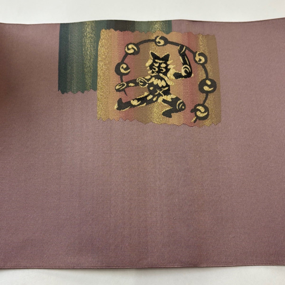 名古屋帯 逸品 松葉仕立て 関西仕立て 八寸名古屋帯 風神雷神 灯 金糸