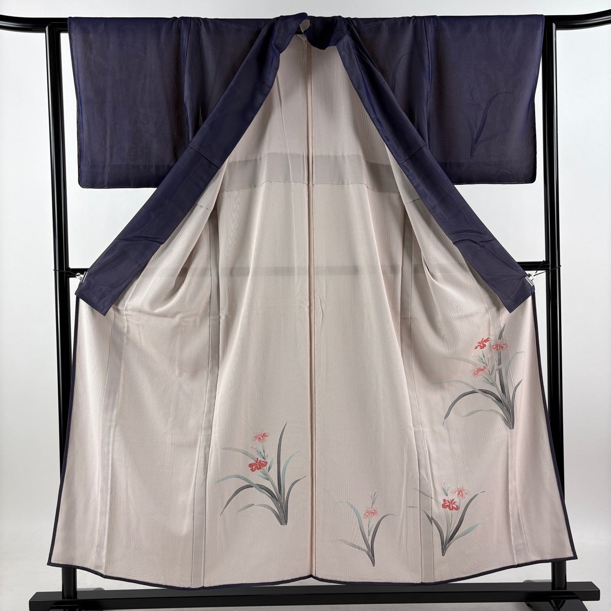 美品】 付下げ 身丈154.5cm 裄丈62cm S 紗絽袷 菖蒲 銀彩 濃紫 正絹