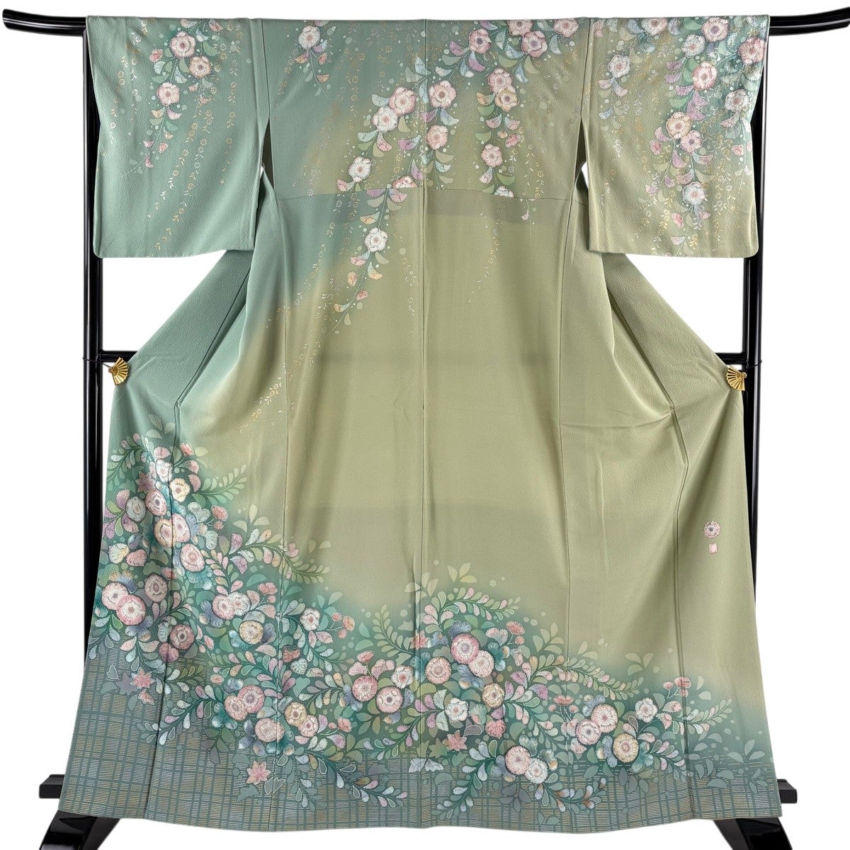 美品】 訪問着 身丈160.5cm 裄丈63cm S 袷 落款あり 蔦 葉と実 箔