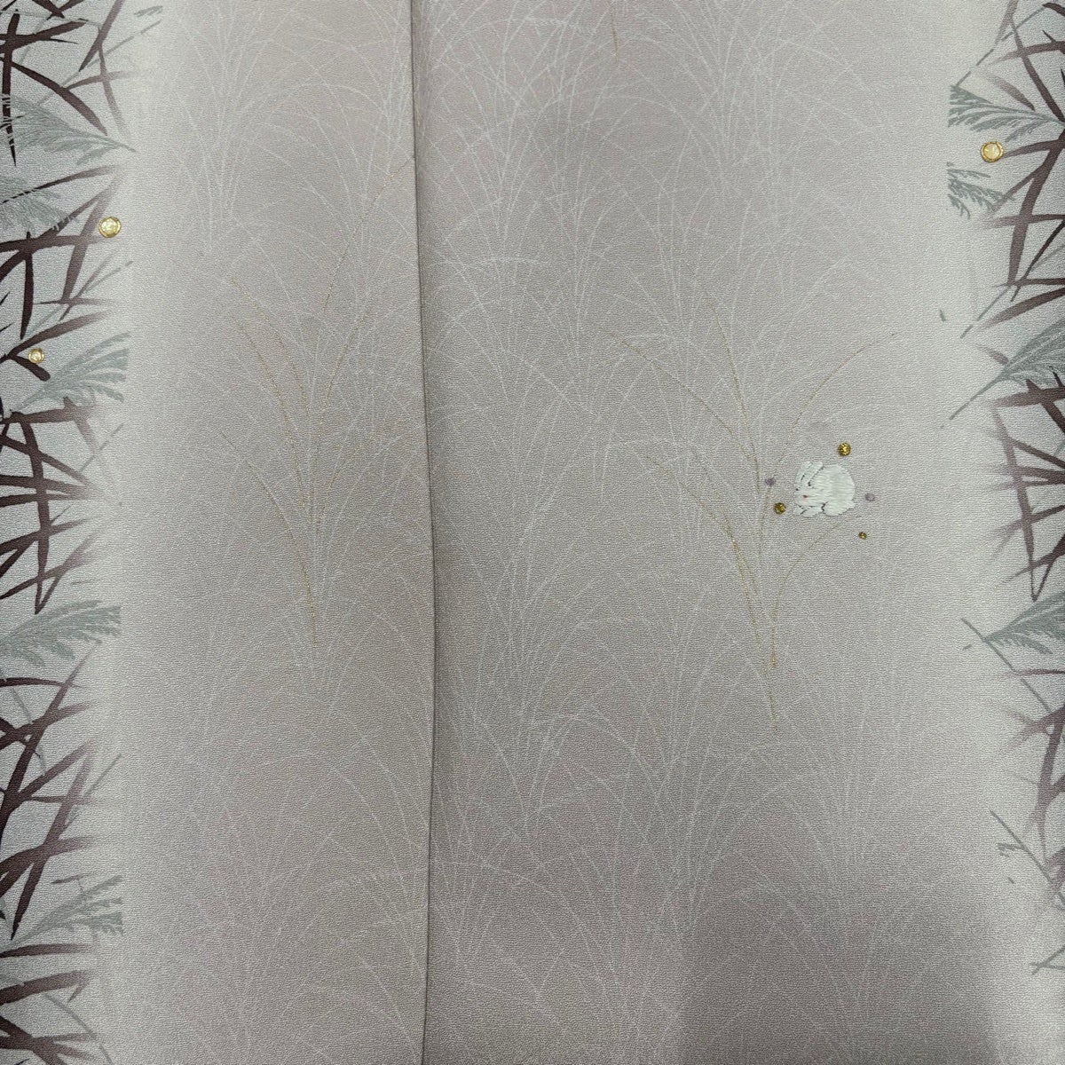 ZF-1189 夏着物 紗袷 美品 稲穂 しつけ糸 高級 逸品 希少 小さめ 付下げ 身丈164cm 裄丈64.5cm M 袷 落款あり 稲穂 うさぎ 刺繍 金糸 薄