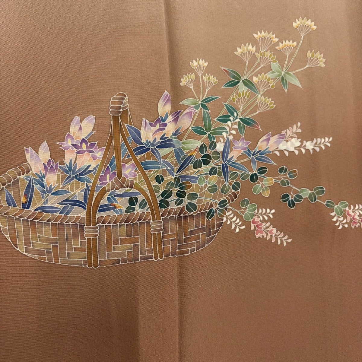 付下げ 身丈153.5cm 裄丈60.5cm S 袷 田村哲彦 落款あり 花籠 染め分け