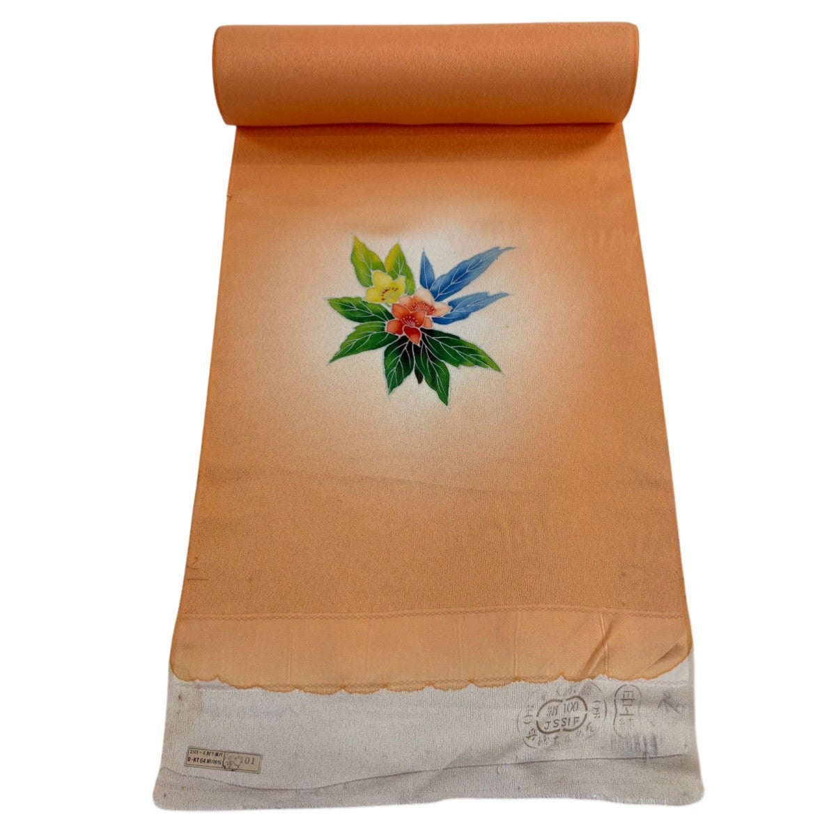 反物 秀品 付下げ 草花 花筏 金彩 ぼかし 薄緑 正絹｜中古・古着